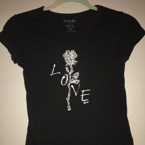 Guess Sequin Black Graphic T-shirt